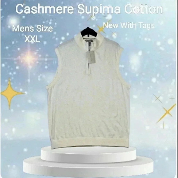 New Spring Knit Cashmere Supima Cotton Soft Stretch Pullover Sweater Vest - Picture 1 of 7